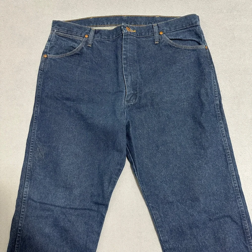 Wrangler Straight Leg Jeans Denim Mid-Rise Stretch Blue Mens Size W38 x L34
